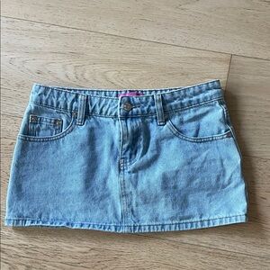 Edikted Light Blue Denim Mini Skirt